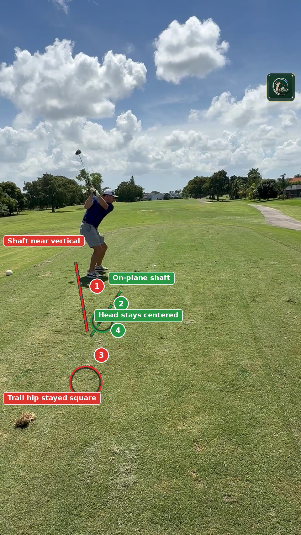 Annotated top of backswing frame for Chris Barletta