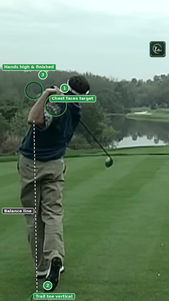 Annotated finish frame for Fred Couples